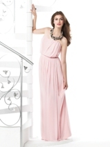 Bridesmaids Dress: Dessy Bridesmaid SPRING 2011- 2829  Strapless full length lux chiffon dress w/ pleated blouson bodice and pleated detail at front skirt. Sizes available 00-30W, and 00-30W extra length.Fabric: Lux Chiffon 