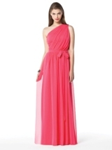 Bridesmaids Dress: Dessy Bridesmaid SPRING 2011- 2831  One shoulder full-length lux chiffon dress w/ natural waist. Draped bodice and shirred skirt w/ matching sash. Sizes available 00-30W, and 00-30W extra length.Fabric: Lux Chiffon 