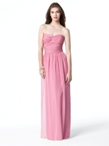 Bridesmaids Dress: Dessy Bridesmaid SPRING 2011- 2833  Convertible strapless full-length lux chiffon dress. Matching sash can be used to create halter neckline at shirred bodice or as sash at natural waist. Sizes available 00-30W, and 00-30W extra length.Fabric: Lux Chiffon 