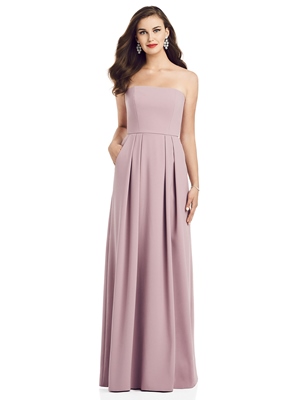 Special Occasion Dress - Dessy Bridesmaids SPRING 2020 - 3059 - Strapless Pleated Skirt Crepe Dress with Pockets | Dessy Prom Gown