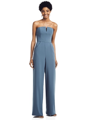 Special Occasion Dress - Dessy Bridesmaids SPRING 2020 - 3066 - Strapless Notch Crepe Jumpsuit with Pockets | Dessy Prom Gown