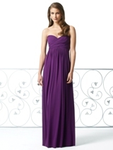 Evening Dress: Dessy Bridesmaid FALL 2011- 2846  Fabric: Lux ChiffonStrapless, full length, empire waist dress in lux chiffon has draped bodice and sash. Slight shirring at skirt center front.Sizes available 00-30W, and 00-30W extra length.Dress Color Sample: African violet 