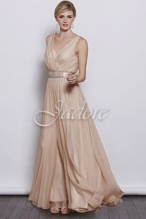  Dress - Jadore J3 Collection - J3040 - 30D Chiffon. Belt is crystal beading w/ polyester | Jadore Evening Gown