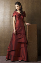 Bridesmaids Dress: J9962  Jade Taffeta layered bodice with sweetheart neckline; skirt has asymmetric layers.
Size Range :  2-26.
 