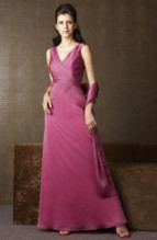 Bridesmaids Dress: J9963  Jade Tiffany Chiffon, gathered and beaded criss cross bodice with V neckline has back bodice gathering and flare skirt.
Size Range :  2-26.
 
