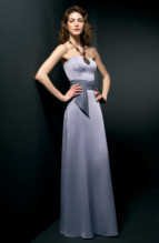 Prom Dress: L9061  Strapless and A-line of Belsoie Crepe gown,
Belsoie Crepe the reverse side gathered band on waist.
Solid.
Size Range :  4-28.
 