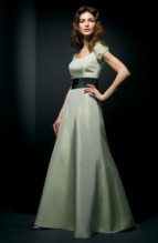 Prom Dress: L9063  Square and A-line of BELSOIE Matte Taffeta with BELSOIE Tiffany Chiffon gown, BELSOIE Matte Taffeta dress, BELSOIE Tiffany Chiffon of short sleeves with BELSOIE Matte Taffeta of sleeves edge, accent color BELSOIE Matte Taffeta waistband and back bow with sash. 
Two tone (BELSOIE Matte Taffeta and BELSOIE Tiffany Chiffon same colors with BELSOIE Matte Taffeta accent).
Size Range :  4-28.
 