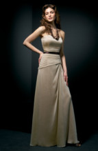 Prom Dress: L9064  Strapless and A-line of BELSOIE Tiffany Chiffon with BELSOIE Charmeuse gown, BELSOIE Tiffany Chiffon gathered on waist with accent color BELSOIE Charmeuse waistband. 
Two tone (any combination of 2 BELSOIE Tiffany Chiffon colors) or solid.
Size Range :  4-28.
 