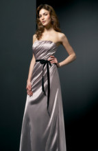 Bridesmaids Dress: L9067  Strapless and A-line of BELSOIE Charmeuse gown, BELSOIE Charmeuse gathered on bodice and waist with accent color band on waist. Two tone (any combination of 2 BELSOIE Charmeuse colors) or solid.
Size Range :  4-28.
 