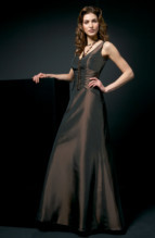 Bridesmaids Dress: L9068  V neckline and A-line of BELSOIE Matte Taffeta gown, BELSOIE Matte Taffeta gathered on waist. 
Solid.
Size Range :  4-28.
 
