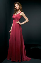 Bridesmaids Dress: L9072  Portrait neckline and A-line of BELSOIE Tiffany Chiffon gown, BELSOIE Tiffany Chiffon gathered waistband with back bow and sash.
Solid.
Size Range :  4-28.
 