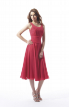 Prom Dress: B2 - B1081  Catalogue Color :  PEONY (PY) Silhouette :  Poly Chiffon vertical rouched bodice with horizontal rouched waist. Round scoop neckline on front and back. Fabric-top layer :  POLY CHIFFON Front Neckline :  Scoop Back Neckline :  Scoop Front Bodice Detail :  Gathered Back Bodice Detail :  Gathered Waist :  Natural Belt or sash detail : N/A Front Skirt Detail : Plain Back Skirt Detail :  Plain Front Hem Detail :  Plain Back Hem Detail :  Plain Two Tone or Solid :  Solid Accessory :  N/A Skirt Length :  Available in both tea-length and floor length. Floor length for B1081A Size Range :  4-28 