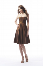 Prom Dress: B2 - B1082  Catalogue Color :  ESPRESSO (EO) Silhouette :  Strapless Iridescent Taffeta dress with center vertical pleats. Attached pleated horizontal empire waist band that ties to a bow in back. Fabric-top layer :  IRIDESCENT TAFFETA Front Neckline :  Strapless Back Neckline :  Strapless Front Bodice Detail :  Gathered Back Bodice Detail :  Gathered Waist :  Empire Belt or sash detail : Plain waistband and bow Front Skirt Detail : Gathered Back Skirt Detail :  Plain Front Hem Detail :  Plain Back Hem Detail :  Plain Two Tone or Solid :  Solid Accessory :  Detachable spaghetti straps Skirt Length :  Available in both knee-length and floor length. Floor length for B1082A Size Range :  4-28 