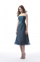 Prom Dress: B2 - B1083  Catalogue Color :  DEEP NAVY (DN) Silhouette :  Strapless Iridescent Taffeta dress with ruched waist. Netting ruffle at hem with 5 rows of ribbons on netting.  Fabric-top layer :  IRIDESCENT TAFFETA, NETTING, Ribbon Front Neckline :  Strapless Back Neckline :  Strapless Front Bodice Detail :  Gathered Back Bodice Detail :  Gathered Waist :  Natural Belt or sash detail : Gathered waistband Front Skirt Detail : Plain Back Skirt Detail :  Plain Front Hem Detail :  Ribbon over NETTING Back Hem Detail :  Ribbon over NETTING Two Tone or Solid :  Solid Accessory :  Detachable spaghetti straps Skirt Length :  Available in both tea-length and floor length. Floor length for B1083A Size Range :  4-28 