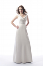 Prom Dress: B2 - B1084  Catalogue Color :  COBALT (CT) Silhouette :  Poly Satin dress with rouched empire waist. Fold over V shape neckline on front and back. Fabric-top layer :  POLY SATIN Front Neckline :  Portrait Back Neckline :  Portrait Front Bodice Detail :  Gathered Back Bodice Detail :  Gathered Waist :  Drop-Scoop Belt or sash detail : Gathered waistband Front Skirt Detail : Plain Back Skirt Detail :  Plain Front Hem Detail :  Plain Back Hem Detail :  Plain Two Tone or Solid :  Solid Accessory :  N/A Skirt Length :  Available in floor length. Tea-length can be special ordered, at no additional charge. Size Range :  4-28 