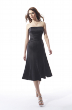 Prom Dress: B2 - B1085  Catalogue Color :  BLACK (BK) Silhouette :  Poly Satin dress with criss-cross rouched waist. Straight seams on front and back of dress. Fabric-top layer :  POLY SATIN Front Neckline :  Strapless Back Neckline :  Strapless Front Bodice Detail :  Gathered Back Bodice Detail :  Gathered Waist :  No Belt or sash detail : Gathered waistband Front Skirt Detail : Gathered Back Skirt Detail :  Gathered Front Hem Detail :  Plain Back Hem Detail :  Plain Two Tone or Solid :  Solid Accessory :  Detachable spaghetti straps Skirt Length :  Available in both tea-length and floor length. Floor length for B1085A Size Range :  4-28 