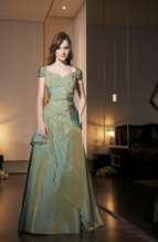 Bridesmaids Dress: JADE - J1185  Catalogue Color :  CELADON (CL)Silhouette :  Jade Silk Dupioni gown has V front and back neckline with shirred cap sleeves. Bodice has beaded/emb lace details. A-line skirt has side gathering with beaded/emb lace details and side ruffle.Fabric-top layer :  SILK DUPIONIGown or 2 piece :  DressJacket :  Front Neckline :  SweetheartBack Neckline :  VFront Bodice Detail :  Beaded lace and gatheredBack Bodice Detail :  Beaded lace and gatheredSleeve :  Gown :  Belt or Sash Detail :  N/AWaist :  AsymmetricFront Skirt Detail : Beaded lace and gatheredBack Skirt Detail :  PlainFront Hem Detail :  PlainBack Hem Detail :  PlainAccessory :  N/ASkirt Length :  FloorSize Range :  2-26 