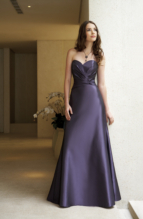 Evening Dress: BELSOIE - L1077  Catalogue Color :  PURPLE ROSE (PZ) Silhouette :   Fabric-top layer :  BELSOIE MATTE TAFFETA Front Neckline :  Strapless sweatheart Back Neckline :  Strapless Front Bodice Detail :  Gathered Back Bodice Detail :  Gathered Waist :  Natural Belt or sash detail : N/A Front Skirt Detail : Plain Back Skirt Detail :  Plain Front Hem Detail :  Plain Back Hem Detail :  Plain Two Tone or Solid :  Solid Accessory :  Detachable spaghetti straps Skirt Length :  Available in floor length. Tea-length can be special ordered, at no additional charge. Size Range :  4-28 