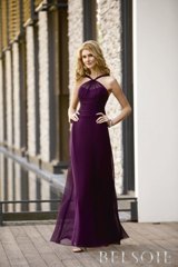 Evening Dress: BELSOIE FALL 2009 - L2063  Catalogue Color :		BORDEAUX (BX)	Fabric-top layer :		BELSOIE TIFFANY CHIFFON	Accessory :		N/A	Skirt Length :		Floor length. Skirt length can be changed to tea-length or knee-length.	Size Range : 		2-28 