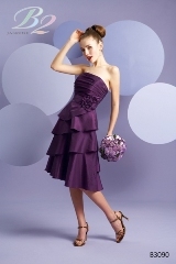 Prom Dress: B2 FALL 2010 - B3090  Catalogue Color:		EGGPLANT (EP)	Fabric-top layer:		LUXE TAFFETA	Accessory:		Spaghetti straps	Skirt Length:		Available in both knee-length 25