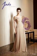 Mother of the Bride Dress: JADE FALL 2010 - J3365  Catalogue Color:		LATTE (LT)	Fabric-top layer:		JADE TIFFANY CHIFFON	Accessory:		N/A	Skirt Length:		Floor length. Skirt length can be changed to tea-length or knee-length.	Size Range: 		2-26 