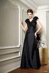 Mother of the Bride Dress: JADE COUTURE FALL 2010 - K3391  Catalogue Color:		BLACK (BK)	Fabric-top layer:		LUXE TAFFETA	Accessory:		N/A	Skirt Length:		Floor length. Skirt length can be changed to tea-length or knee-length.	Size Range: 		2-26 