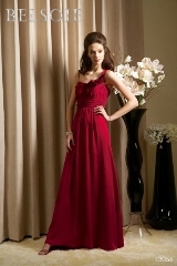 Bridesmaids Dress: BELSOIE FALL 2010 - L3056  Catalogue Color:		NEW RED (NR)	Fabric-top layer:		BELSOIE TIFFANY CHIFFON	Accessory:		N/A	Skirt Length:		Floor length. Skirt length can be changed to tea-length or knee-length.	Size Range: 		2-28 