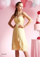 Evening Dress: B2 SPRING 2010 - B3031  Catalogue Color:		BUTTERCUP (BC)	Fabric-top layer:		POLY CHIFFON	Accessory:		Spaghetti straps	Skirt Length:		Available in both knee-length 25