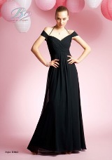 Evening Dress: B2 SPRING 2010 - B3042  Catalogue Color:		BLACK (BK)	Fabric-top layer:		POLY CHIFFON	Accessory:		N/A	Skirt Length:		Floor length. Skirt length can be changed to tea-length or knee-length.	Size Range: 		2-28 