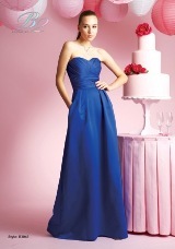 Evening Dress: B2 SPRING 2010 - B3045  Catalogue Color:		COBALT (CT)	Fabric-top layer:		POLY SATIN	Accessory:		Spaghetti straps	Skirt Length:		Floor length. Skirt length can be changed to tea-length or knee-length.	Size Range: 		2-28 