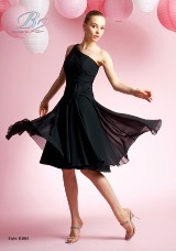 Evening Dress: B2 SPRING 2010 - B3055  Catalogue Color:		BLACK (BK)	Fabric-top layer:		POLY CHIFFON	Accessory:		N/A	Skirt Length:		Available in both knee-length 25