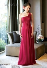 Evening Dress: BELSOIE SPRING 2010 - L3001  Catalogue Color:		PEONY (PY)	Fabric-top layer:		BELSOIE TIFFANY CHIFFON and NETTING	Accessory:		N/A	Skirt Length:		Floor length. Skirt length can be changed to tea-length or knee-length.	Size Range: 		2-28 