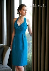 Bridesmaids Dress: BELSOIE SPRING 2010 - L3003A  Catalogue Color:		TEAL (TL)	Fabric-top layer:		BELSOIE MATTE TAFFETA	Accessory:		N/A	Skirt Length:		Available in both knee-length 25