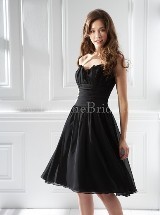 Bridesmaids Dress: B2 FALL 2011 - B4084  Catalogue Color:  	BLACK (BK)Fabric-top: 	POLY CHIFFONAccessory: 	Spaghetti strapsSkirt Length: 	Available in both knee-length 25