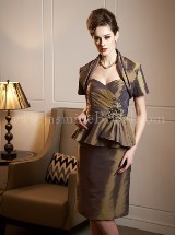 Mother of the Bride Dress: JADE FALL 2011 - J4463  Catalogue Color:  	CELADON (CL)Fabric-top: 	JADE TAFFETAAccessory: 	Jacket and strapsSkirt Length: 	Available in both knee-length 25