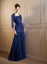Mother of the Bride Dress: JADE FALL 2011 - J4476  Catalogue Color:  	COBALT (CT)Fabric-top: 	JADE TIFFANY CHIFFONAccessory: 	Jacket and strapsSkirt Length: 	Floor length. Skirt length can be changed to tea-length or knee-length.Size Range: 	2-26 