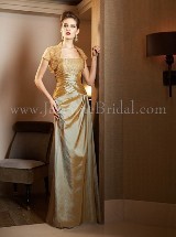 Mother of the Bride Dress: JADE COUTURE FALL 2011 - K4484  Catalogue Color:  	LATTE (LT)Fabric-top: 	LUXE TAFFETA and NETTINGAccessory: 	JacketSkirt Length: 	Floor length. Skirt length can be changed to tea-length or knee-length.Size Range: 	2-26 