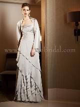 Mother of the Bride Dress: JADE COUTURE FALL 2011 - K4498  Catalogue Color:  	STERLING (SR)Fabric-top: 	COUTURE SATIN FACE CHIFFONAccessory: 	Shawl and strapsSkirt Length: 	Floor length. Skirt length can be changed to tea-length or knee-length.Size Range: 	2-26 