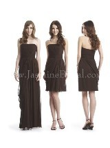 Evening Dress: JASMINE FALL 2011 - P49064  Catalogue Color:  	HOT CHOCOLATE (HC)Fabric-top: 	ILLUSIONAccessory: 	Spaghetti strapsSkirt Length: 	Available in knee-length 23