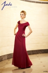 Mother of the Bride Dress: JADE - J4408  Catalogue Color:		SCARLET (SC)	Fabric-top layer:		JADE TIFFANY CHIFFON	Accessory:		N/A	Skirt Length:		Floor length. Skirt length can be changed to tea-length or knee-length.	Size Range: 		2-26 