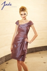 Mother of the Bride Dress: JADE - J4418  Catalogue Color:		VICTORIAN (VT)	Fabric-top layer:		JADE TAFFETA	Accessory:		N/A	Skirt Length:		Available in both knee-length 25