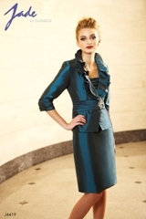 Mother of the Bride Dress: JADE - J4419  Catalogue Color:		DEEP NAVY (DN)	Fabric-top layer:		JADE TAFFETA	Accessory:		Jacket	Skirt Length:		Available in both knee-length 25