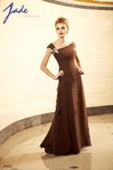 Mother of the Bride Dress: JADE - J4425  Catalogue Color:		ESPRESSO (EO)	Fabric-top layer:		JADE CHIFFON	Accessory:		N/A	Skirt Length:		Floor length. Skirt length can be changed to tea-length or knee-length.	Size Range: 		2-26 