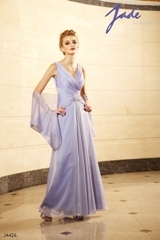 Mother of the Bride Dress: JADE - J4426  Catalogue Color:		WISTERIA (WT)	Fabric-top layer:		JADE TIFFANY CHIFFON	Accessory:		Shawl	Skirt Length:		Floor length. Skirt length can be changed to tea-length or knee-length.	Size Range: 		2-26 