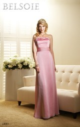 Bridesmaids Dress: BELSOIE SPRING 2011 - L4001  Catalogue Color:		ROSE PETAL (RT)	Fabric-top layer:		BELSOIE TIFFANY CHIFFON	Accessory:		Spaghetti straps	Skirt Length:		Floor length. Skirt length can be changed to tea-length or knee-length.	Size Range: 		2-28 