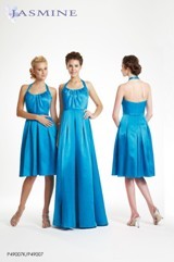 Prom Dress: JASMINE SPRING 2011 - P49007  Catalogue Color:		BLUE-BAYOU (EU)	Fabric-top layer:		LUMINA	Accessory:		N/A	Skirt Length:		Available in knee-length 25