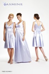 Evening Dress: JASMINE SPRING 2011 - P49011  Catalogue Color:		LAV-ISH (LV)	Fabric-top layer:		LUMINA	Accessory:		N/A	Skirt Length:		Available in knee-length 25