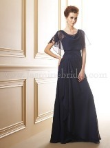 Mother of the Bride Dress: JADE SPRING 2012 - J145017  Catalogue Color: 	Navy (NY)Fabric-top: 	Jade Tiffany ChiffonAccessory: 	Spaghetti straps, shawlSkirt Length: 	Floor length. Skirt length can be changed to tea-length or knee-length.Size Range: 	0-30 