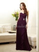 Bridesmaids Dress: BELSOIE SPRING 2012 - L144011  Catalogue Color: 	Bordeaux (BX)Fabric-top: 	Belsoie Tiffany ChiffonAccessory: 	Spaghetti strapsSkirt Length: 	Floor length. Skirt length can be changed to tea-length or knee-length.Size Range: 	0-34 