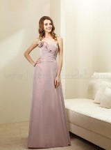 Bridesmaids Dress: BELSOIE SPRING 2012 - L144016  Catalogue Color: 	Misty Pink (MY)Fabric-top: 	Belsoie Matte TaffetaAccessory: 	Spaghetti strapsSkirt Length: 	Floor length. Skirt length can be changed to tea-length or knee-length.Size Range: 	0-34 